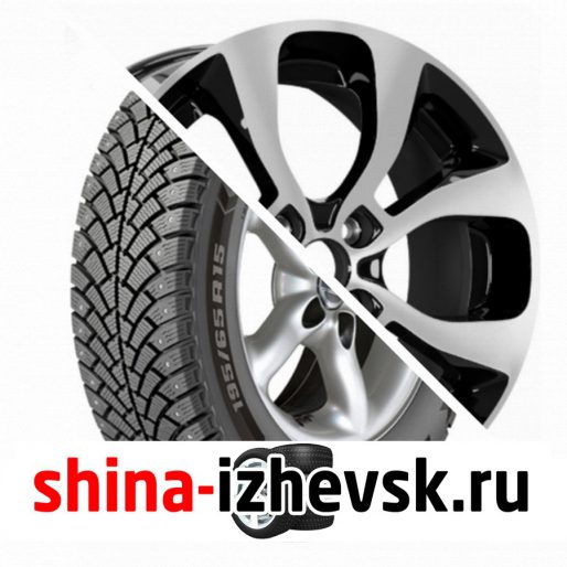 Колесо в сборе BF Goodrich G Force Stud 205/55 R16 Q 94 + СКАД KL-296 6xR16 4×100 ET41 DIA60.1 Черный глянцевый с полированной лицевой поверхностью в Ижевске